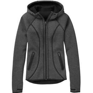 ATHLETA Fuse Scuba Jacket Zipper Front Activewear Dark Gray Size S Small EUC!!!